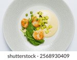 grilled scallops  with vegetable and sauce