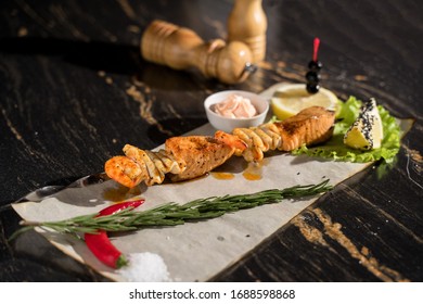 Grilled Seafood, Skewered Dishes, Grilled Pollock, Grilled Squid, Seafood Asarti