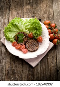 Grilled Seitan With Tomatoes And Salad