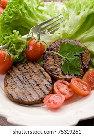 Grilled Seitan With Tomatoes And Salad