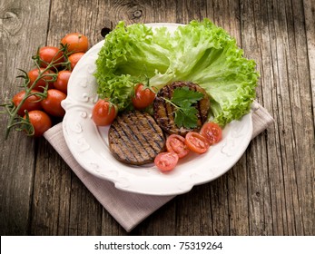 Grilled Seitan With Tomatoes And Salad