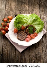 Grilled Seitan With Tomatoes And Salad