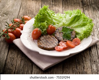 Grilled Seitan With Tomatoes And Salad