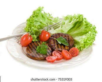 Grilled Seitan With Tomatoes And Salad