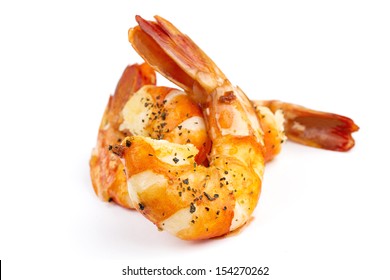 Grilled Shrimp Isolated On White