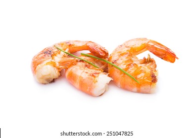 Grilled Shrimp Isolated On White