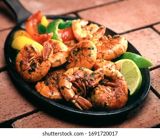 Grilled Shrimp Mexican Style On Fajita Skillet