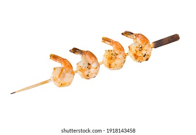 Grilled Shrimp Skewer Isolated On White Background