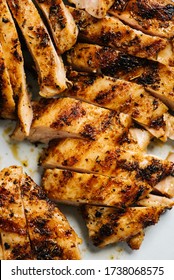 Grilled And Sliced Seasoned Chicken Breast Closeup