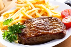 Grilled Steak With French Fries