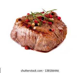 Grilled Steak Isolated On White Background