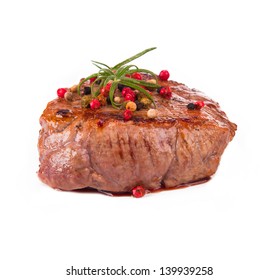 Grilled Steak Isolated On White Background