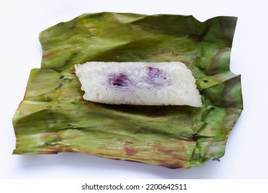 Grilled Sticky Rice In Banana Leaves With Banana Filling