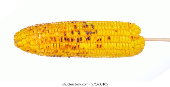 Grilled Sweet Corn Cob Isolated On White