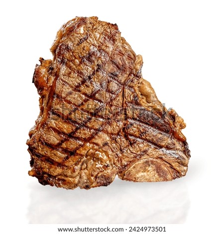 Grilled tbone beef steak. Medium rare porterhouse meat Steak isolated on white.