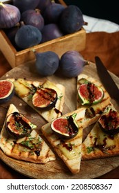 Grilled Toast With Figs And Cheese. Healthy Snack.