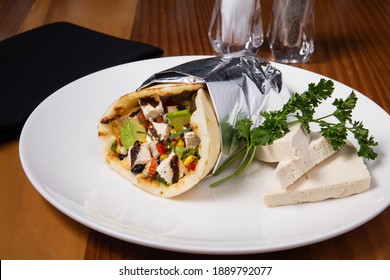 Grilled Tofu Wrapped In Pita Bread