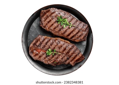 Grilled Top Blade or flat iron beef meat steaks. Isolated on white background - Powered by Shutterstock
