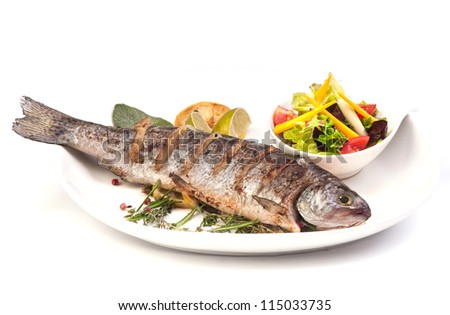 Grilled trout with lime and salad