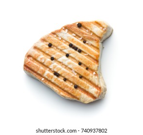 Grilled Tuna Steak Isolated On White Background.