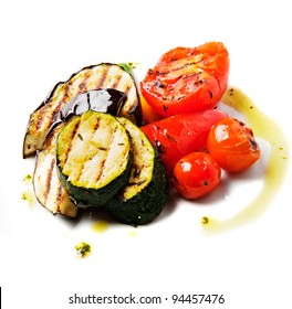 Grilled Vegetables Isolated On White Background