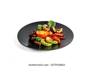 Grilled Vegetables On A Plate Isolated