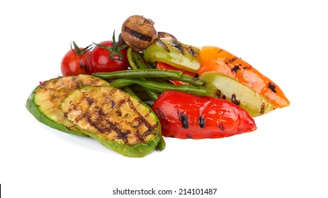 Grilled Vegetables On A White Background