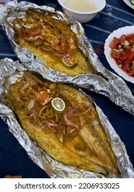 Grilled Whole Fish, Potatoes, Lemon And Garlic