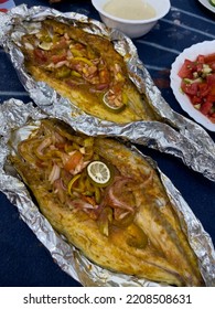 Grilled Whole Fish, Potatoes, Lemon And Garlic