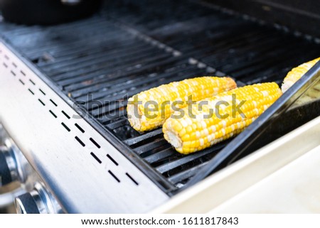 Grilling organic fresh vegetables on an outdoor gas grill in the Summer.