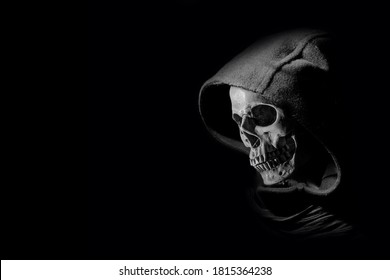 The Grim Reaper In The Dark With Light , Halloween Background , Scary Devil Evil Or Ghost