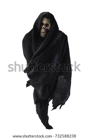Grim Reaper isolated in darkness and on white