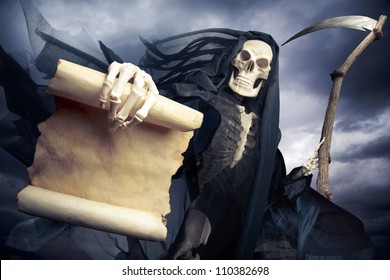 Grim Reaper On A Dark Background