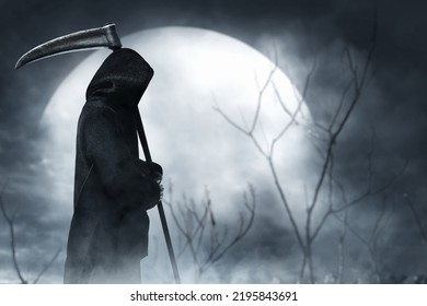 Grim reaper on graveyard night