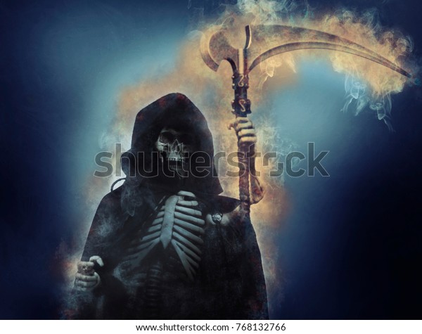 Grim Reaper Smoke Flames Stock Photo (Edit Now) 768132766