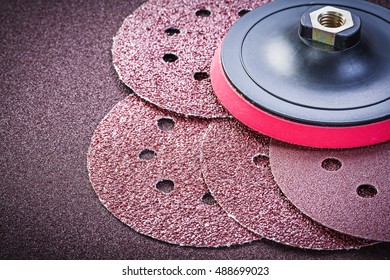 Grinding Discs Holder On Sandpaper Sheet Abrasive Materials.