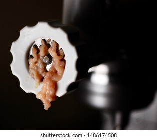 Grinding The Meat With Meat Grinder Attachment For The Stand Electric Mixer