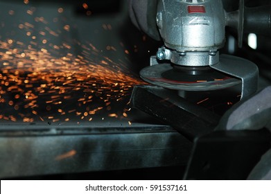 Grinding Metal With Sparks Flying