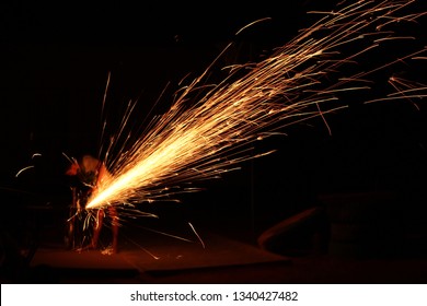Grinding sparks night 