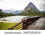 Grinnell point and swiftcurrent lake from many glacier hotel. glacier national park, Montana, USA.