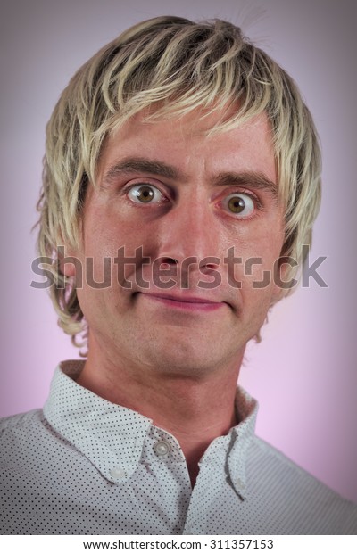 Grinning Silly Man Blonde Hair Wide Stock Photo Edit Now 311357153