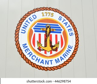 Griswold, Iowa-July 1st 2016: A United States Merchant Marine Emblem Located As Part Of A Veterans Memorial In Downtown Griswold, IA.