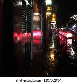 Gritty And Rainy Bourbon Street, New Orleans At Night