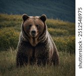 The grizzly bear (Ursus arctos horribilis) is a large subspecies of brown bear found primarily in North America. Known for its distinctive hump on its shoulders, powerful limbs, and thick fur, grizzli