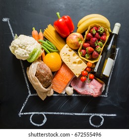 Groceries On Black Board