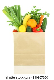 Grocery Bag With Fresh Vegetables And Fruits