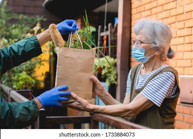 Grocery Delivery To Senior Woman During Pandemic