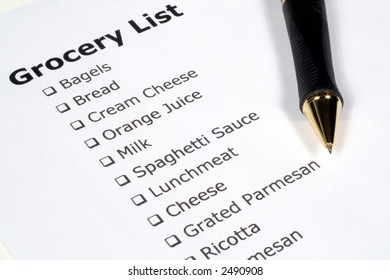 Grocery List - Shutterstock ID 2490908