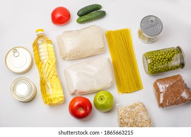 grocery set on a white background, flat white - Shutterstock ID 1865663215