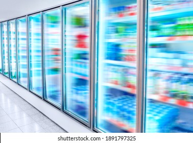 Grocery Store Refrigerator With Various Food